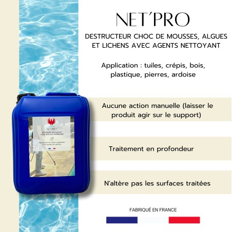 Nettoyant prêt à l'emploi toitures, façades, terrasses NET'PRO