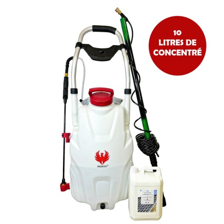 Pulverisateur électrique PRO SPRAYER PHOENIX Version 2 Batteries + Perche Télescopique 5,4 mètres + Produit Anti-Mousse 10 L