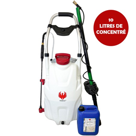 Pulverisateur électrique PRO SPRAYER PHOENIX Version 2 Batteries + Perche Télescopique 5,4 mètres + Nettoyant Extérieures 10 L